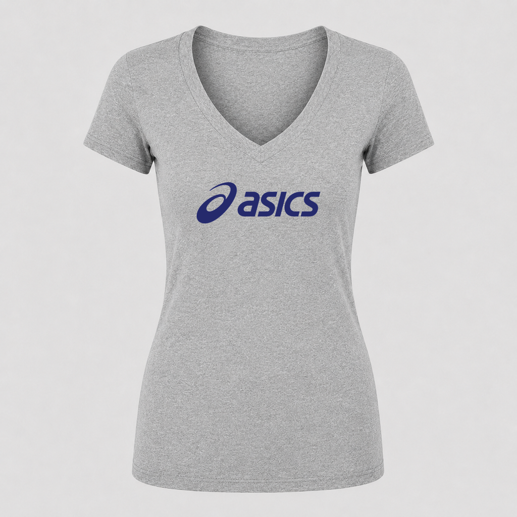 Women's ASICS V Neck T-Shirt in gray