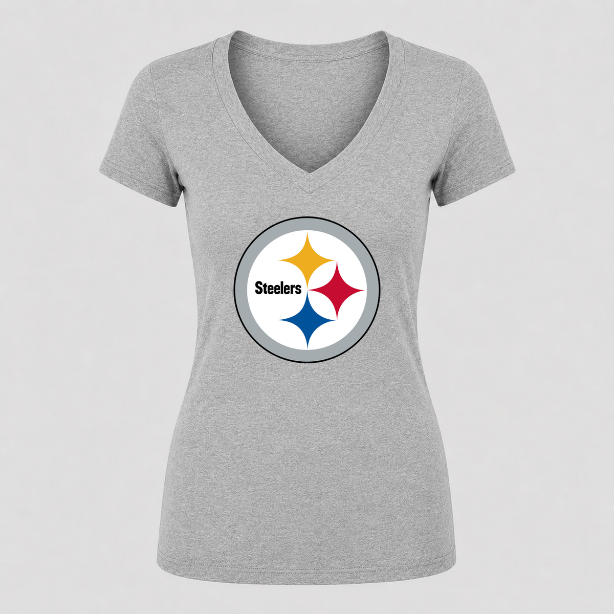 Women's Pittsburgh Steelers V Neck T-Shirt in gray