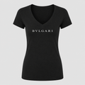 Women's Bvlgari White Design V Neck T-Shirt in black