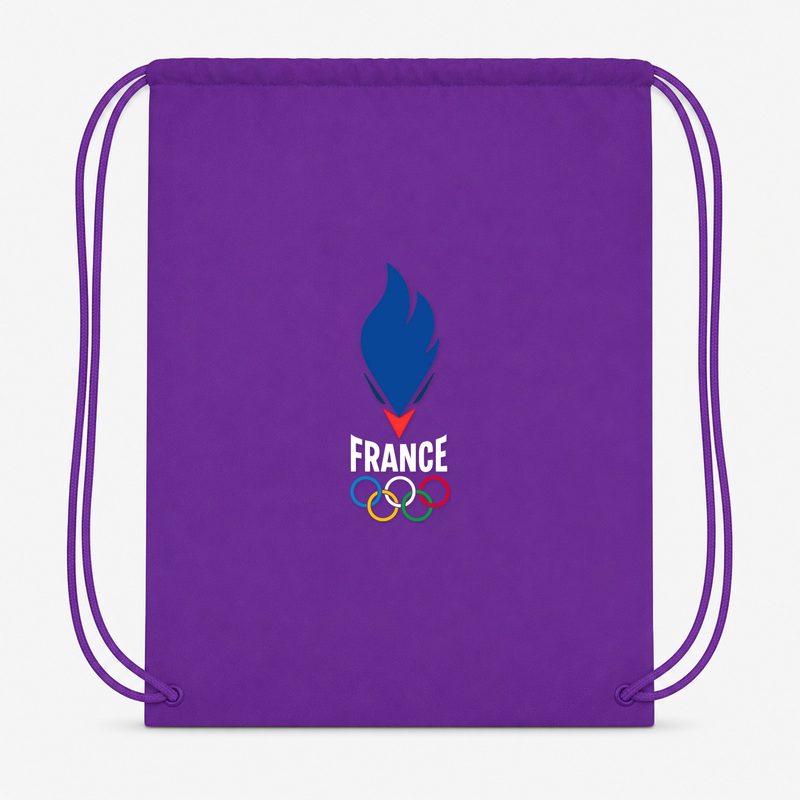 France 2024 White Drawstring Bag - Purple
