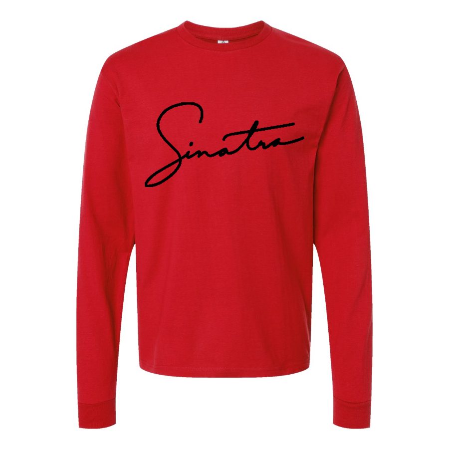 Men's Frank-Sinatra-Logo Long sleeves Cotton Blend T-Shirt - Red