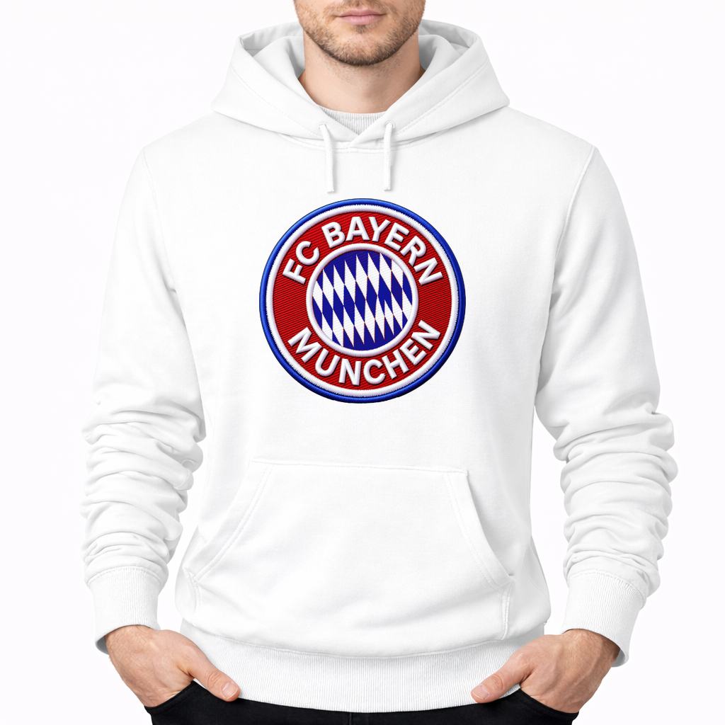 Men's FC Bayern Munich Soccer Embroidery Pullover Hoodie - White