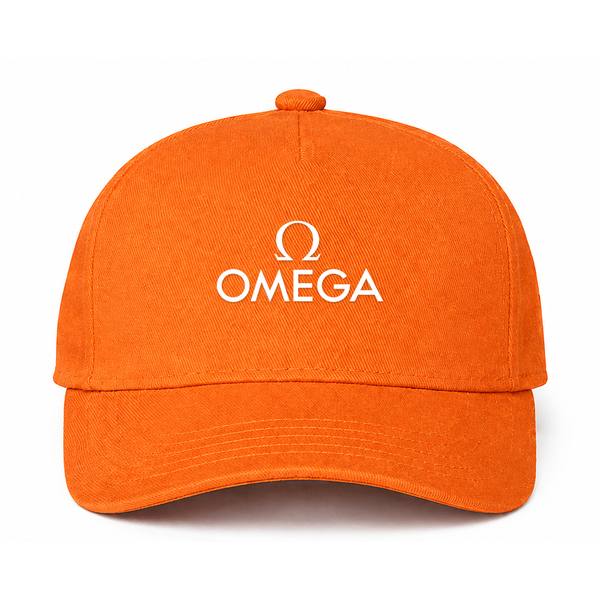 Omega White Logo Orange Dad Baseball Cap Hat