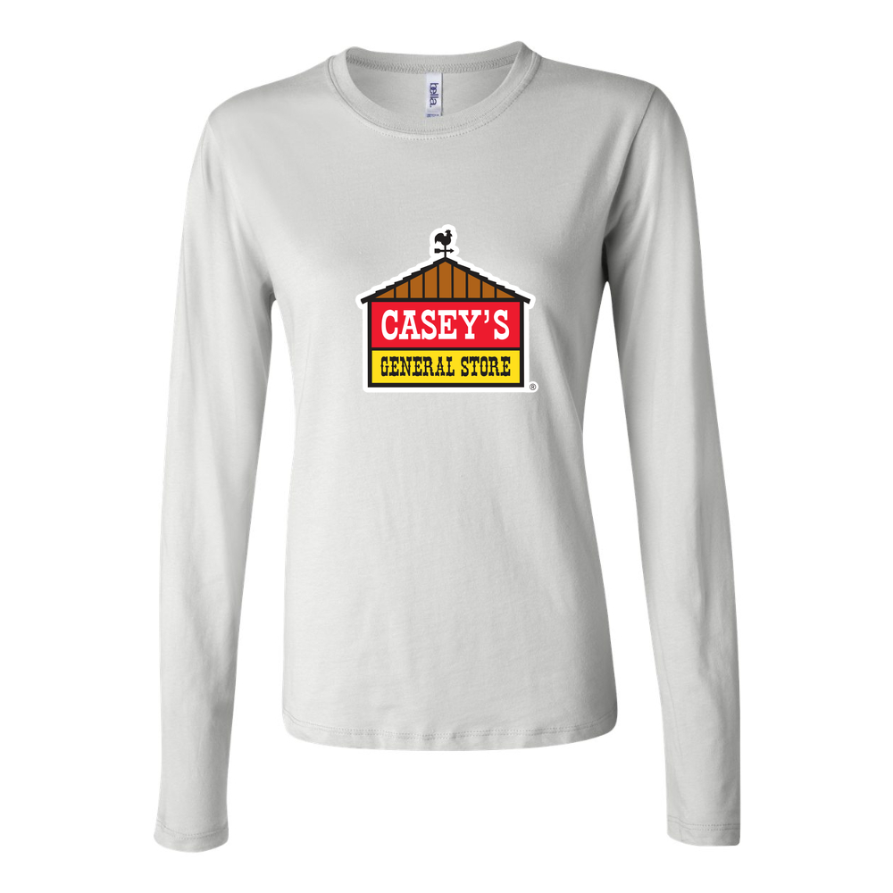 Women's Caseys General Stores Logo 1536x864 Long Sleeve T-Shirt - White