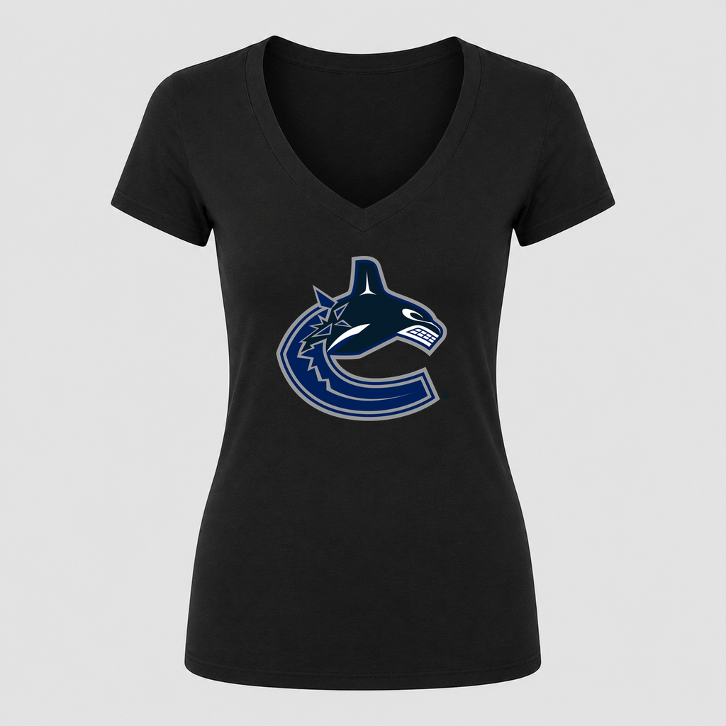 Women's Vancouver Canucks V Neck T-Shirt in black