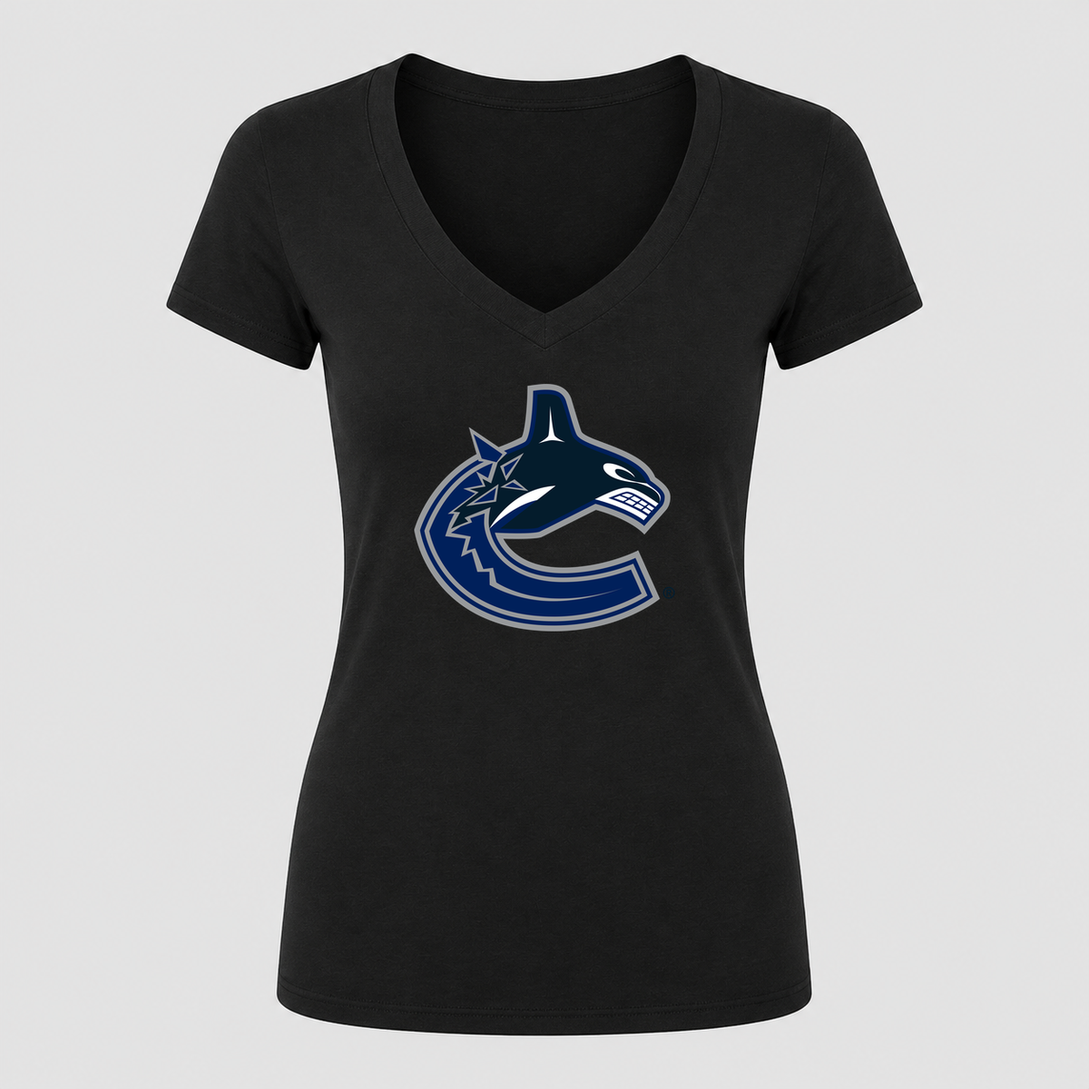 Women's Vancouver Canucks V Neck T-Shirt in black