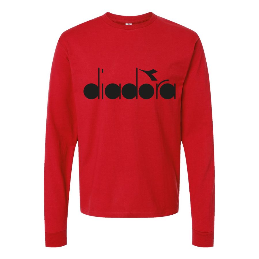 Men's Diadora-logo-1536x864 Long sleeves Cotton Blend T-Shirt - Red