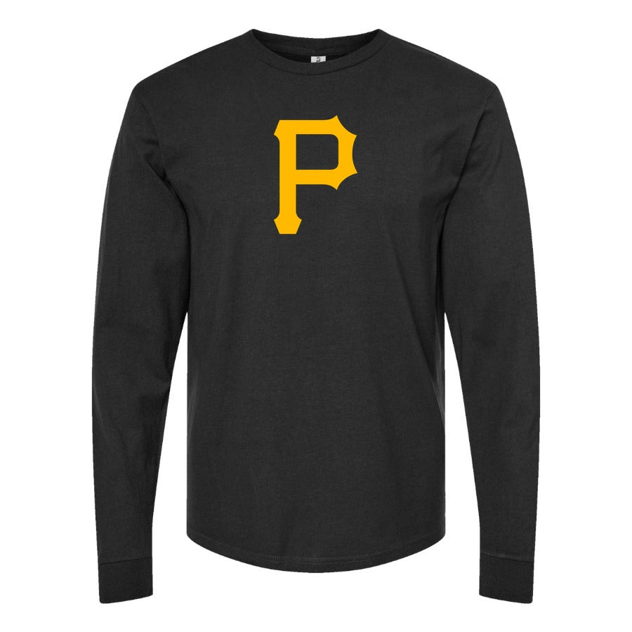 Men's Pittsburgh Pirates Long sleeves Cotton Blend T-Shirt - Black