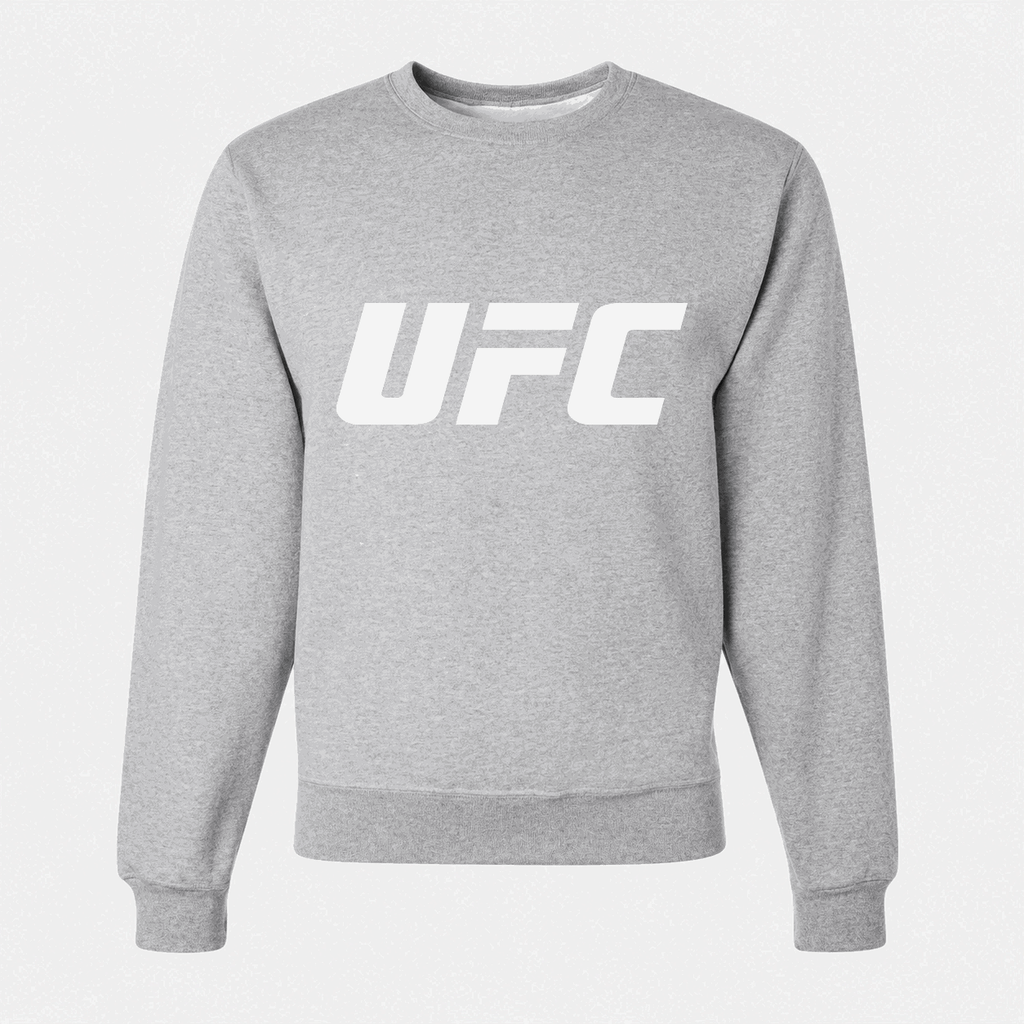 Men's UFC White Logo Crewneck Sweatshirt - Gray