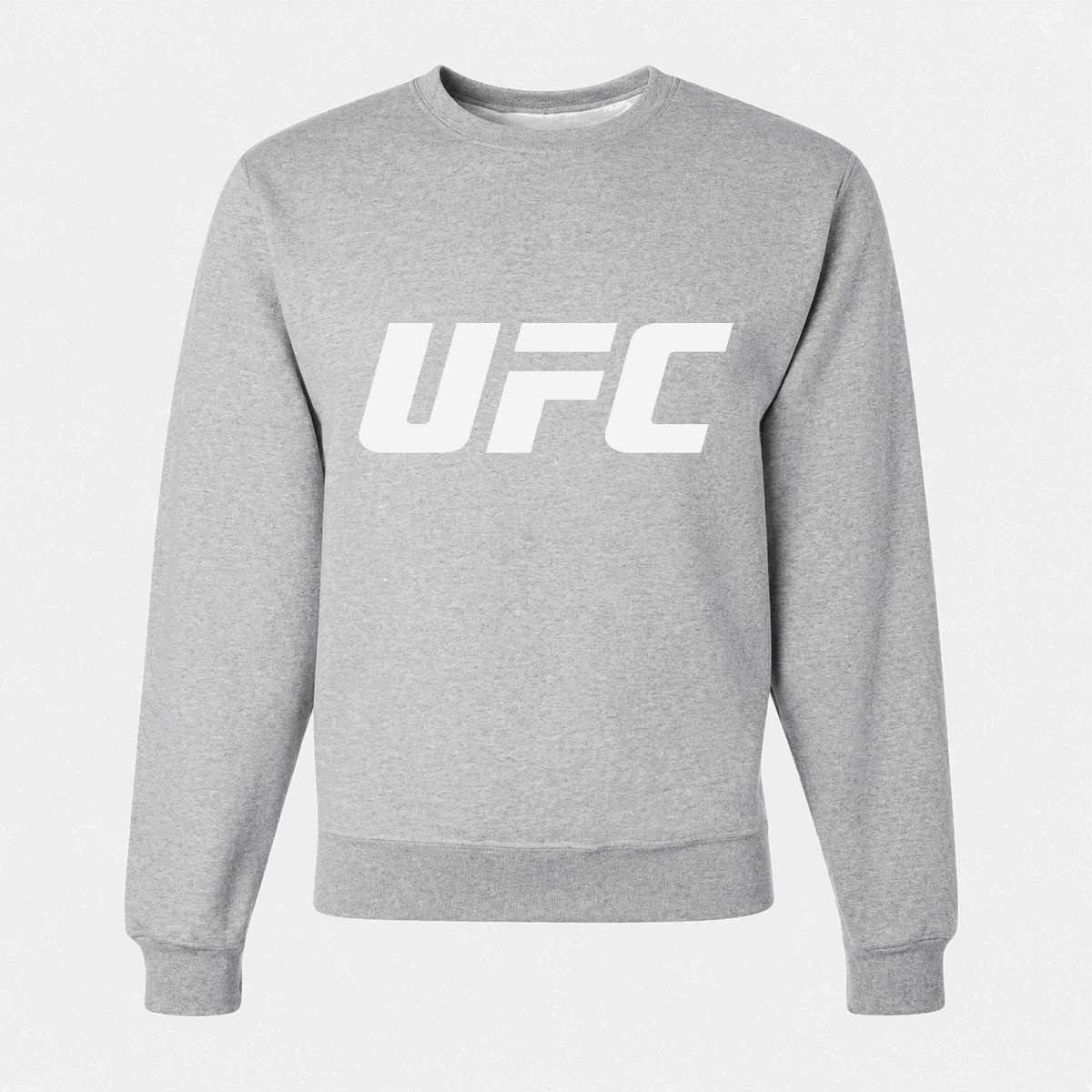 Men's UFC White Logo Crewneck Sweatshirt - Gray