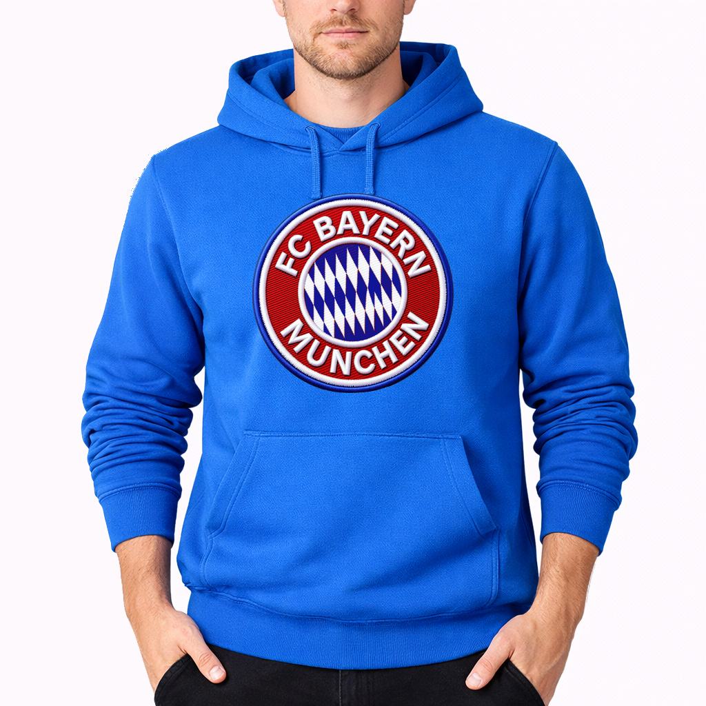 Men's FC Bayern Munich Soccer Embroidery Pullover Hoodie - Azure