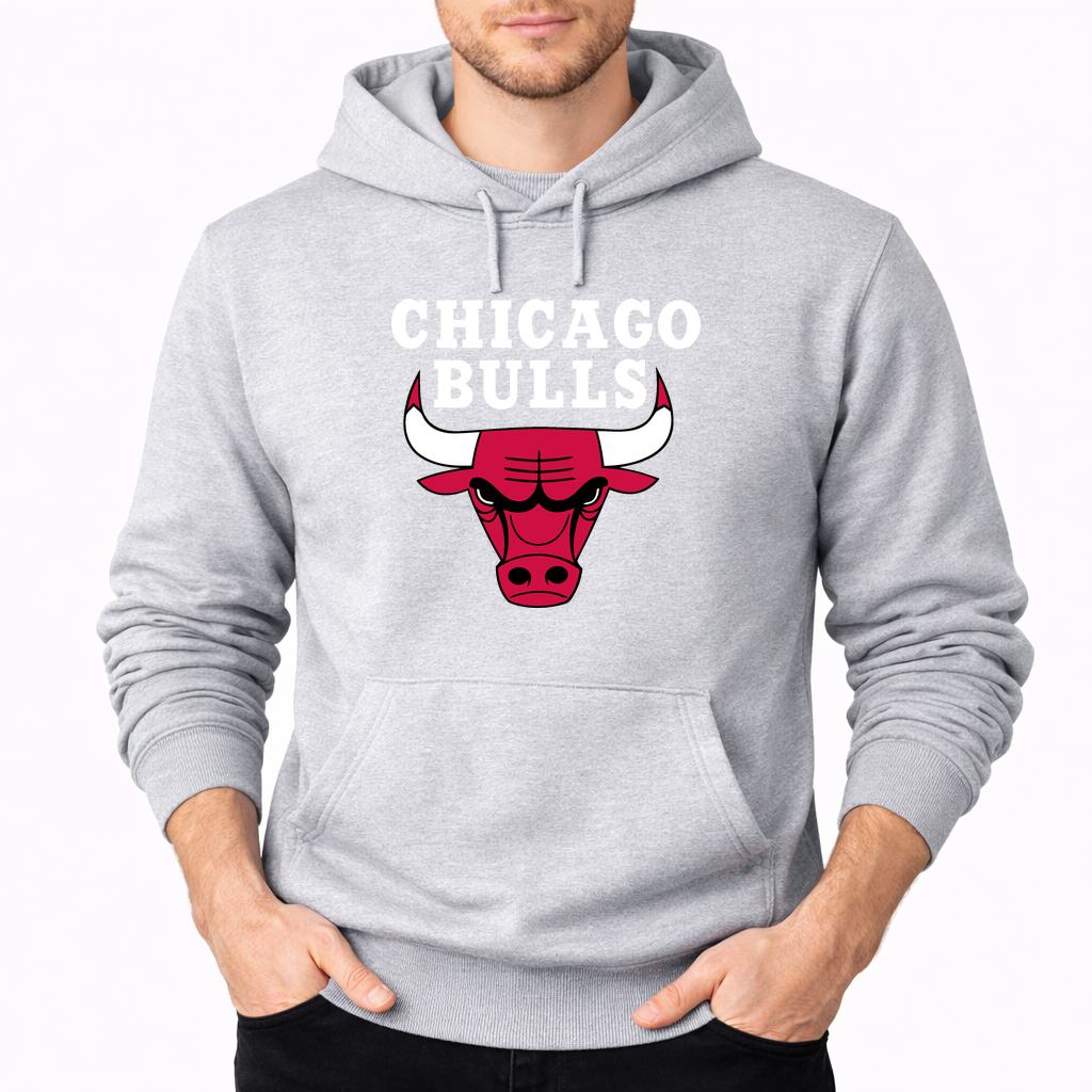 Men's Chicago bulls white Pullover Hoodie - Gray