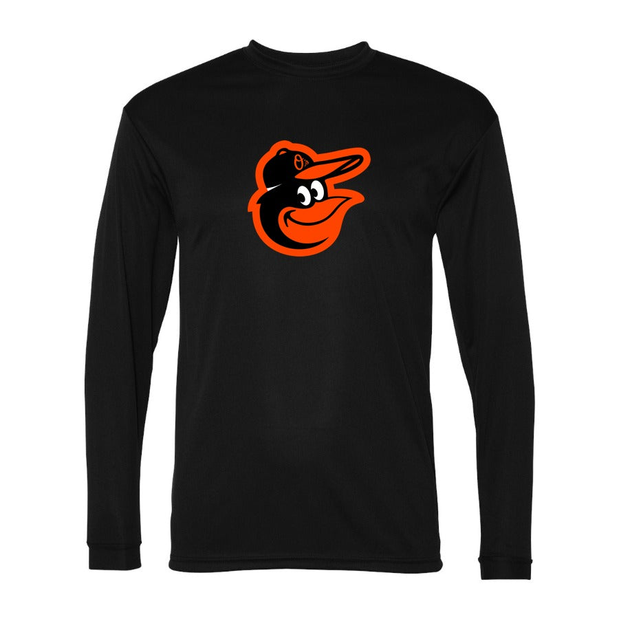 Men's Baltimore Orioles Polyester Long Sleeve T-Shirt - Black