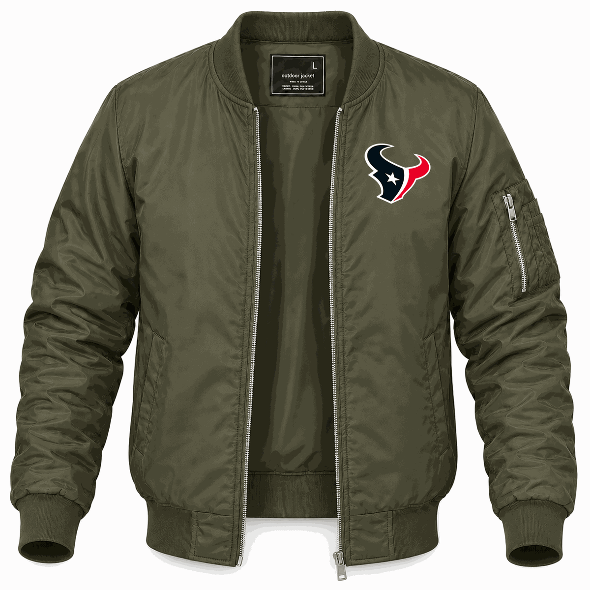Men's Houston Texans Lightweight Bomber Jacket - Army Green