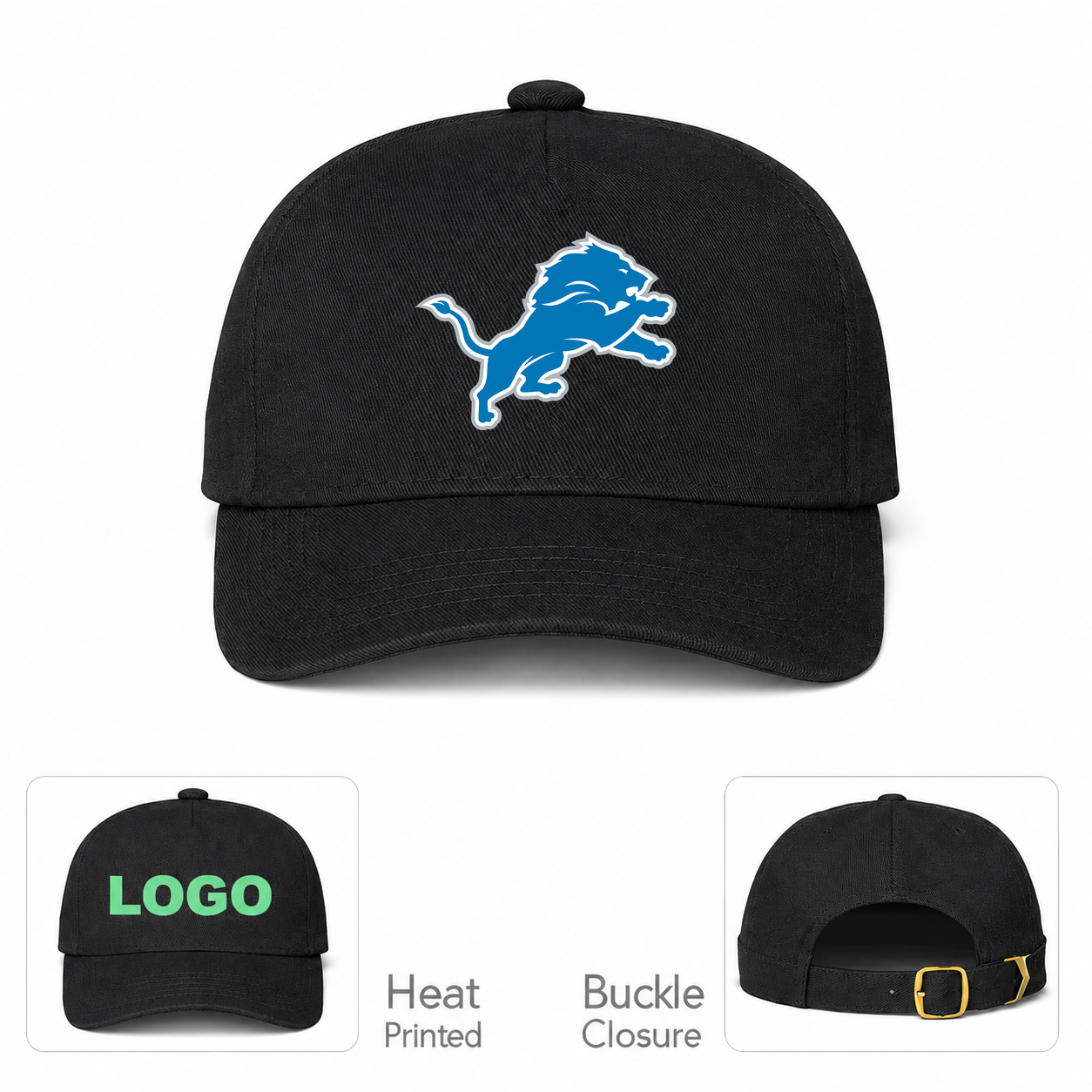 Detroit Lions Black Baseball Cap Hat