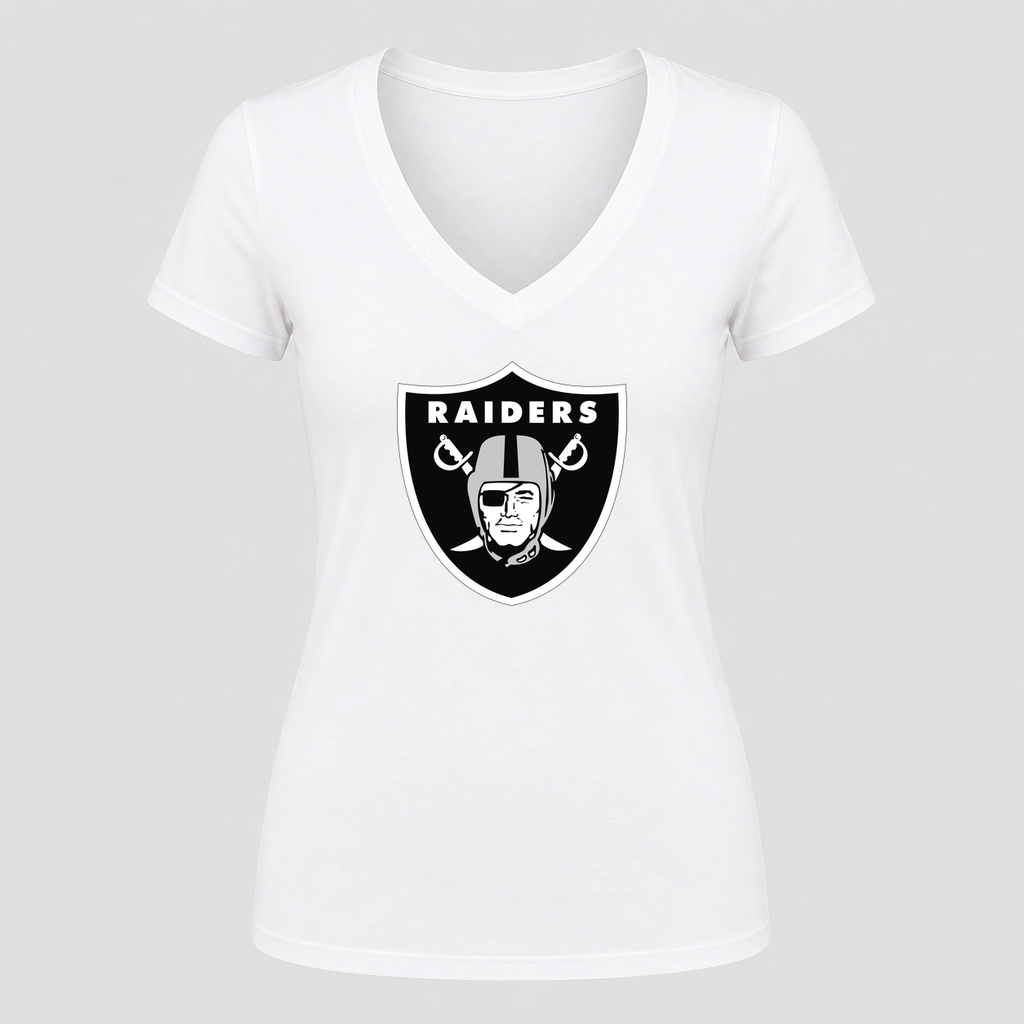 Women's Las Vegas Raiders V Neck T-Shirt in white