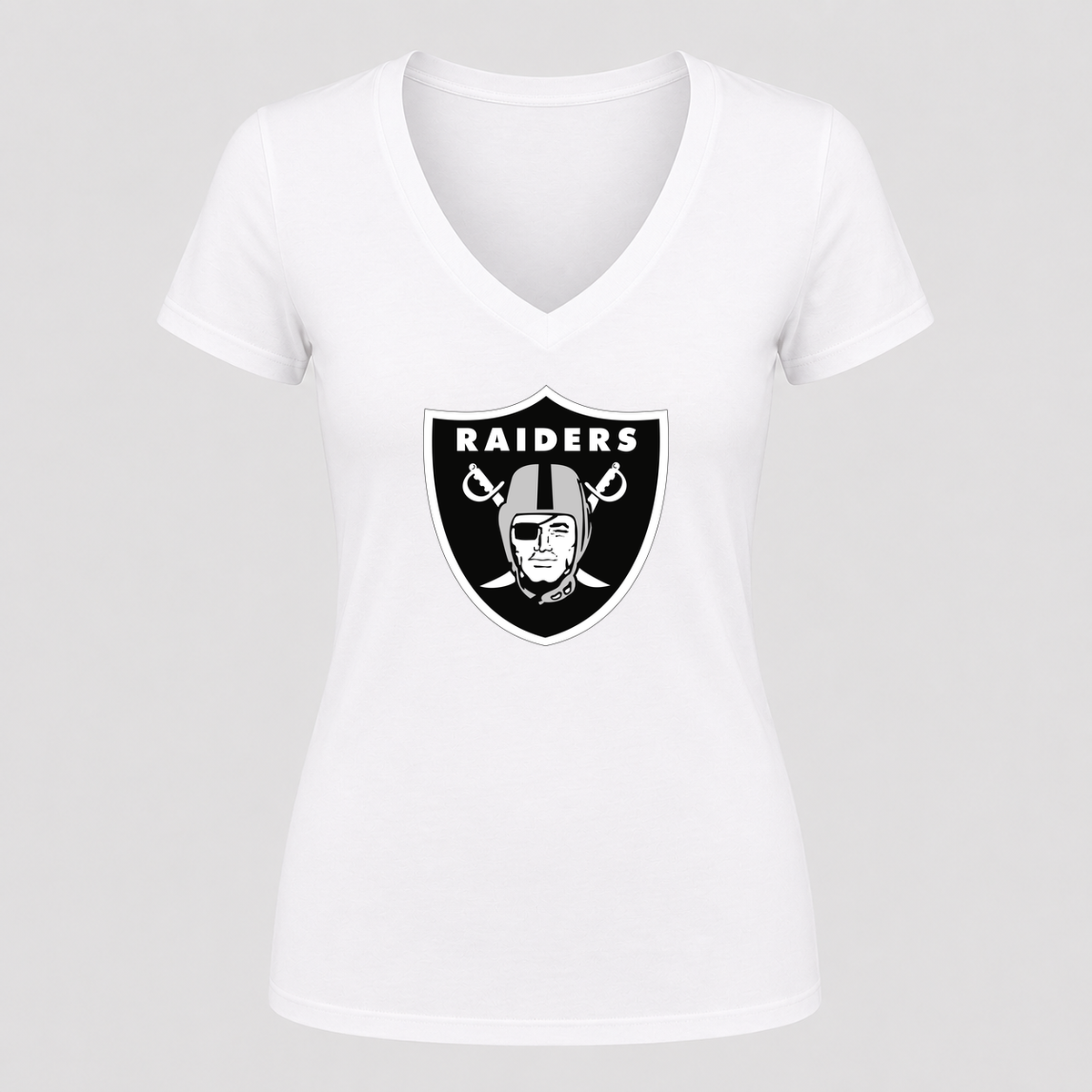 Women's Las Vegas Raiders V Neck T-Shirt in white