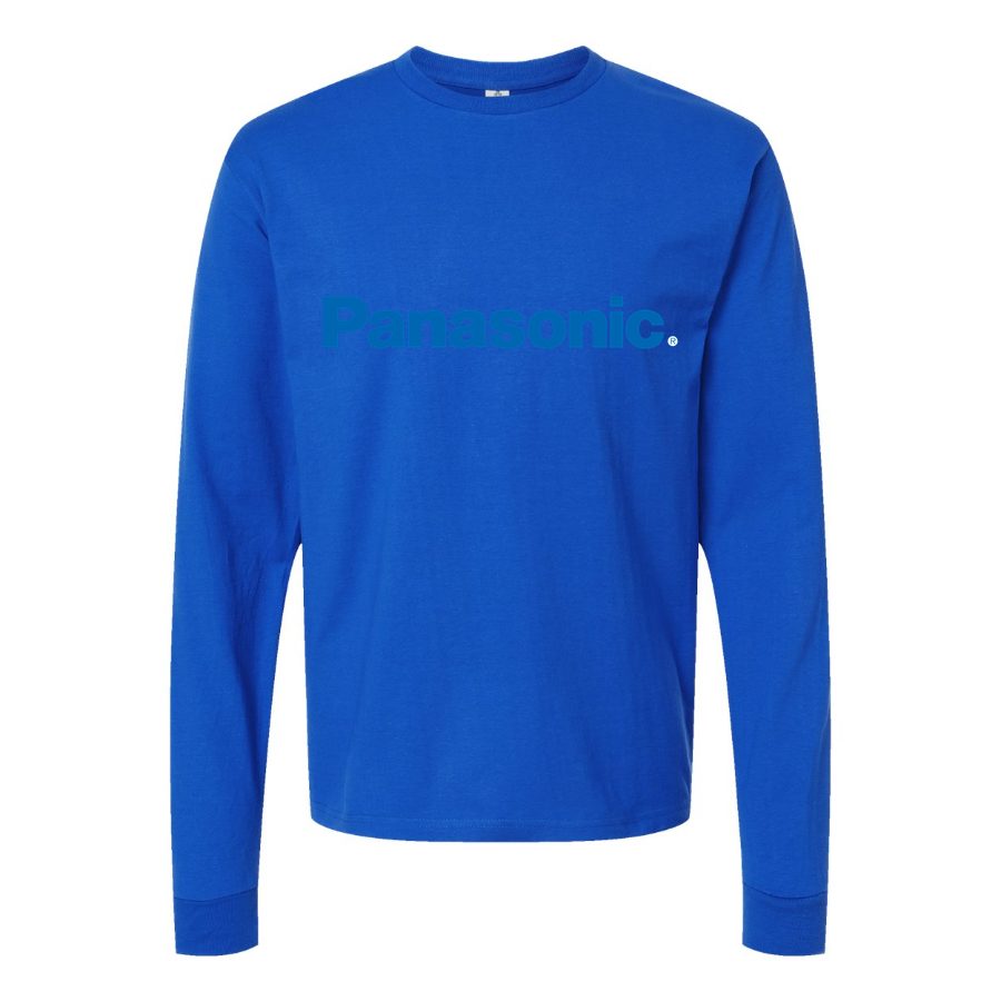 Men's Panasonic-logo-1536x864 Long sleeves Cotton Blend T-Shirt - Blue