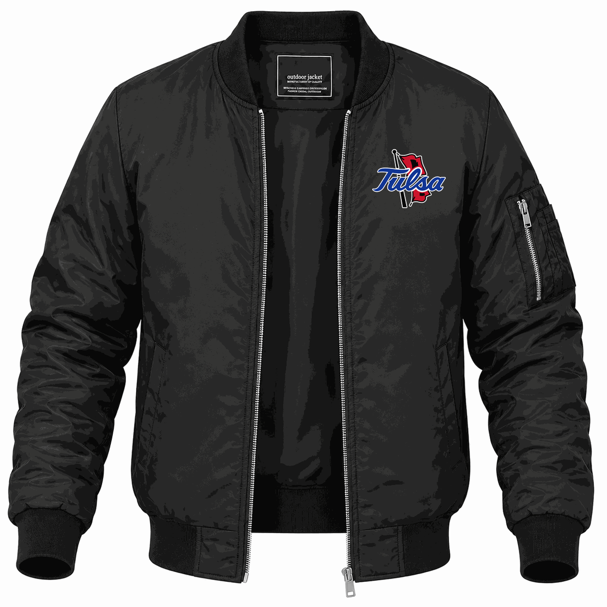 Men's Tulsa Golden Hurricane Logo Lightweight Bomber Jacket - Black
