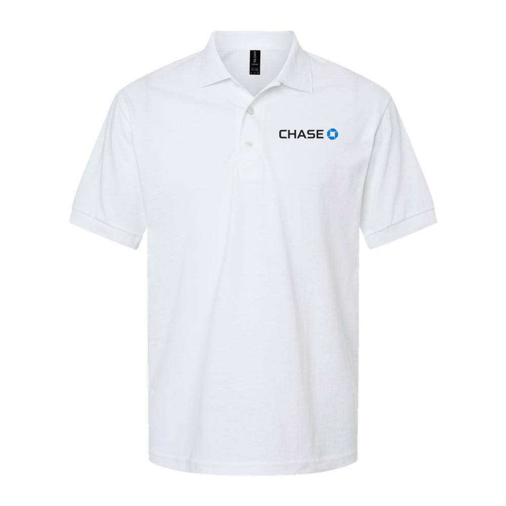 Men's Chase Black Logo Dry Blend Polo - White