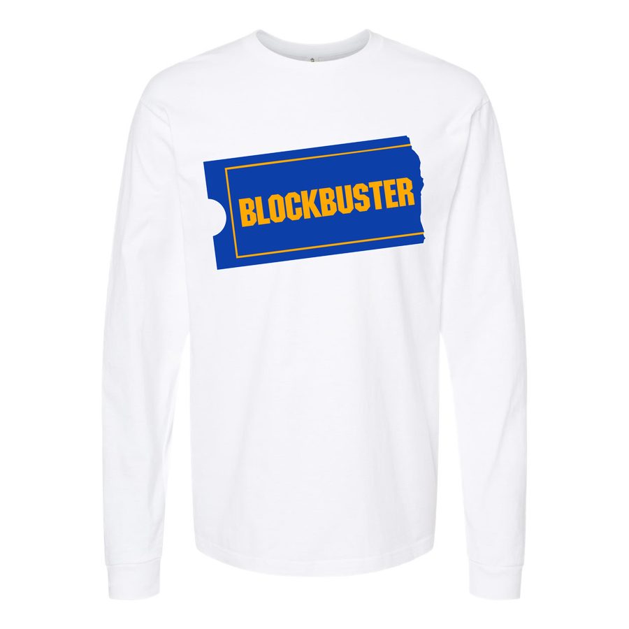 Men's Blockbuster-Logo-768x432 Long sleeves Cotton Blend T-Shirt - White