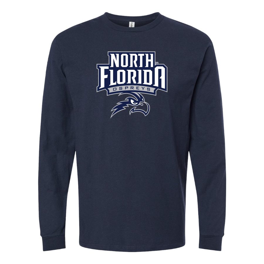 Men's UNF Ospreys Logo Long sleeves Cotton Blend T-Shirt - Navy