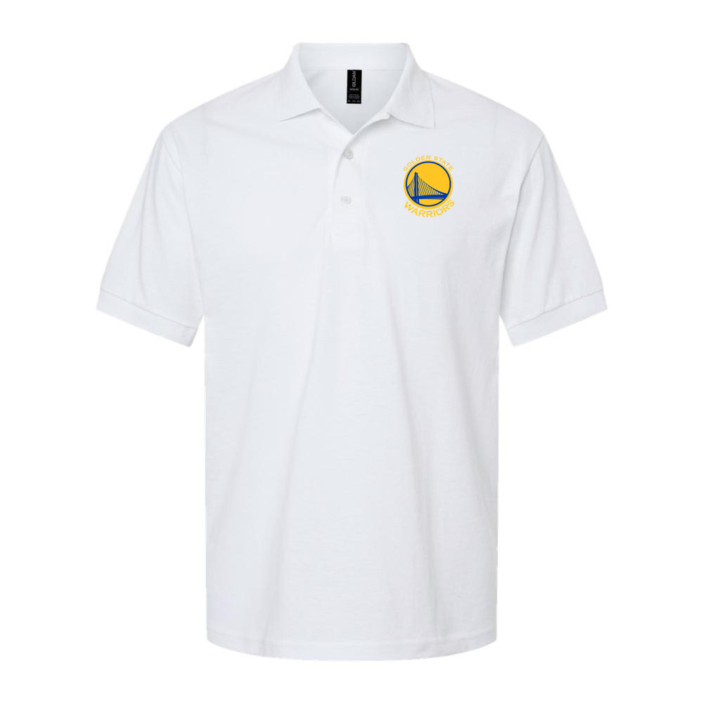 Men's Golden State Warriors Yellow Logo Dry Blend Polo - White