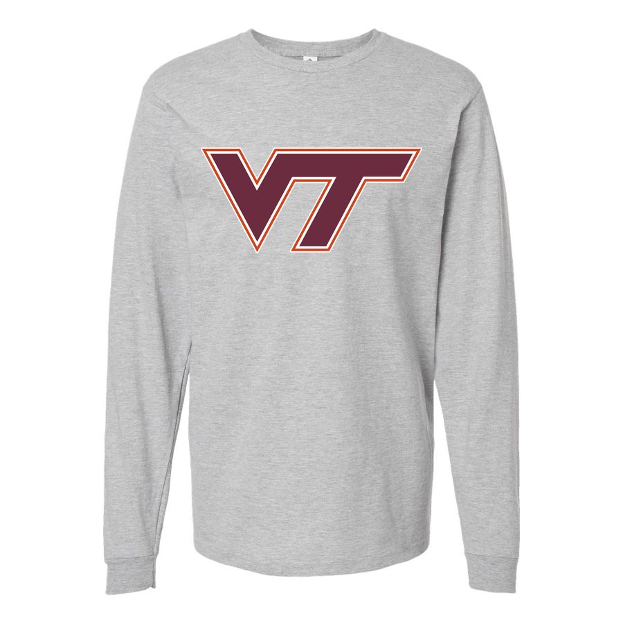Men's Virginia Tech Hokies Logo Long sleeves Cotton Blend T-Shirt - Gray