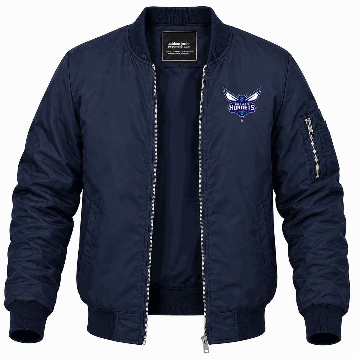 Men's Charlotte Hornets Lightweight Bomber Jacket - Navy