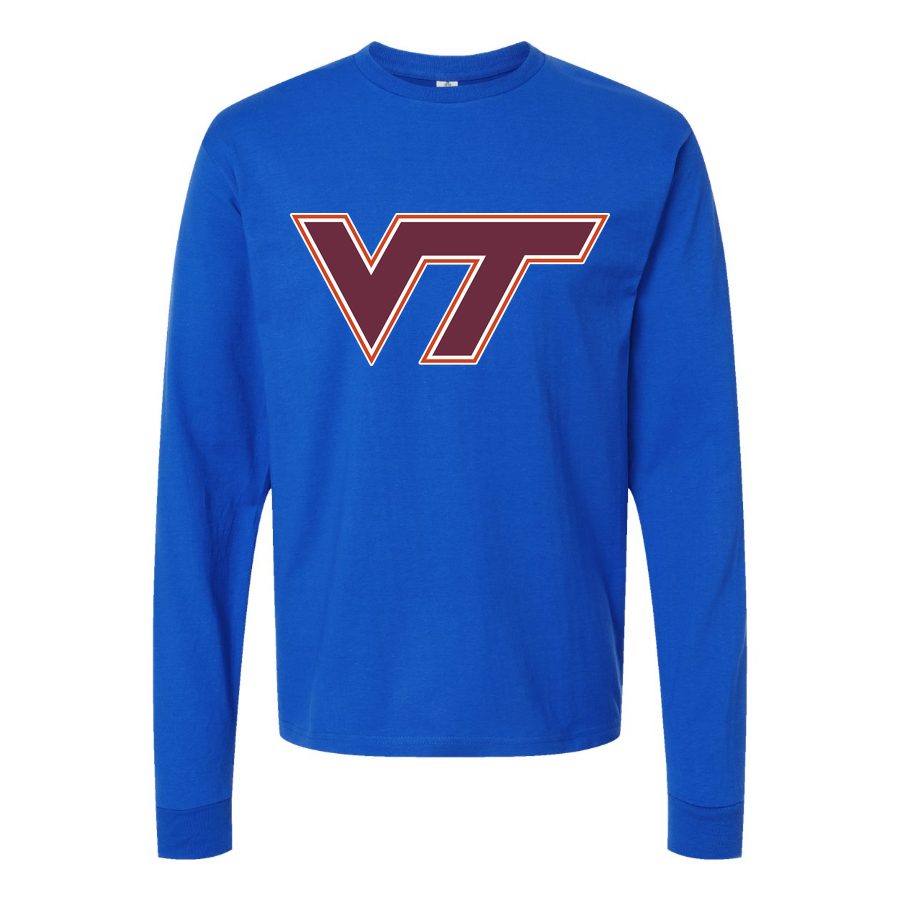 Men's Virginia Tech Hokies Logo Long sleeves Cotton Blend T-Shirt - Blue
