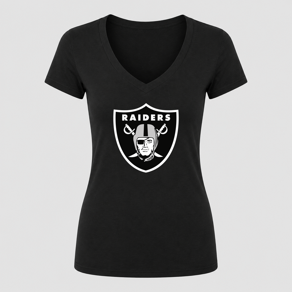 Women's Las Vegas Raiders V Neck T-Shirt in black