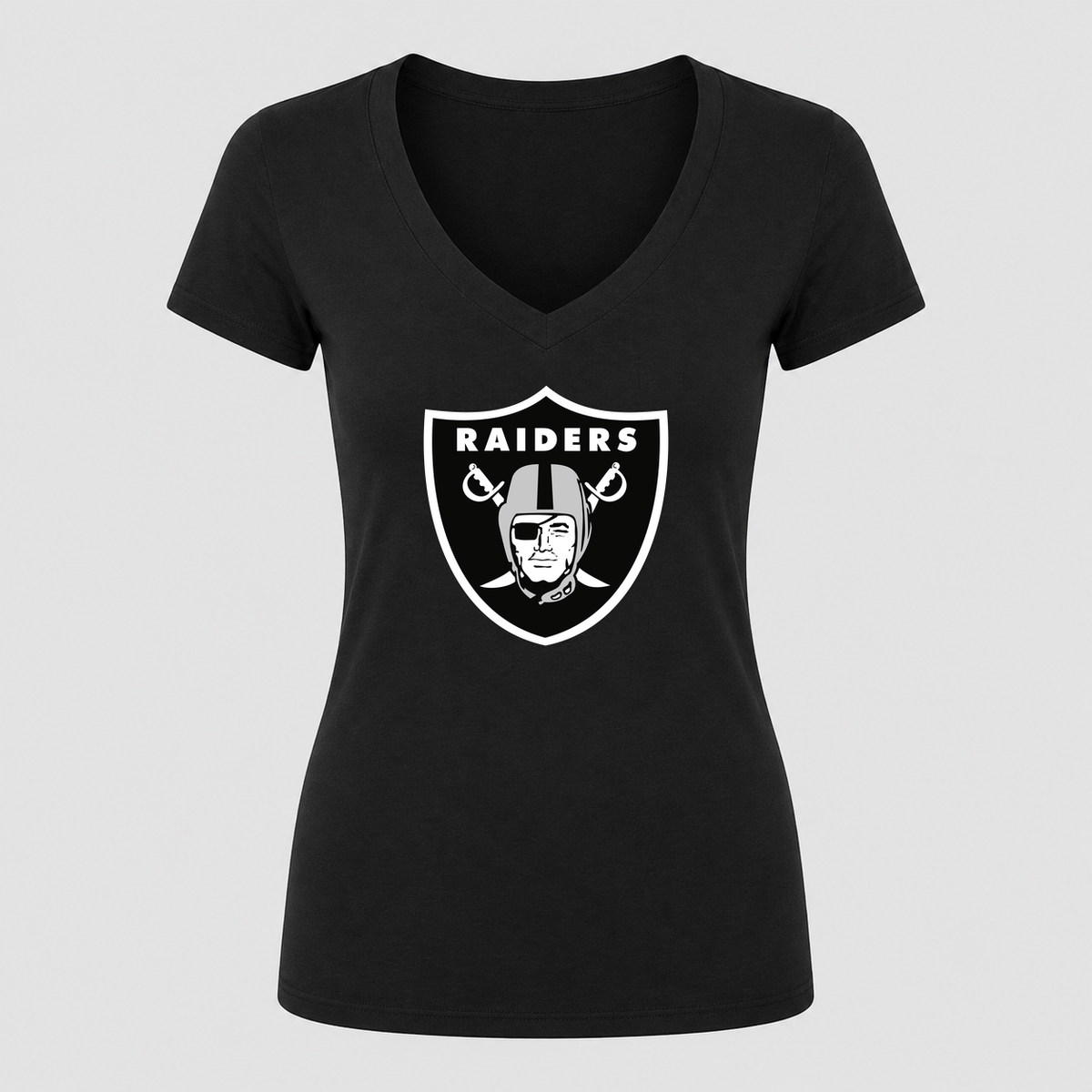 Women's Las Vegas Raiders V Neck T-Shirt in black