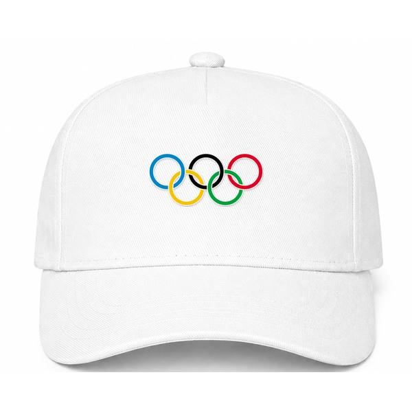 Olympic Rings Black Logo White Dad Baseball Cap Hat
