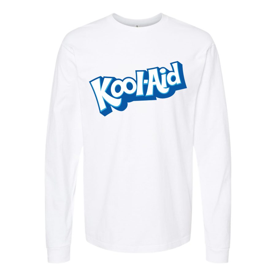 Men's Kool aid brand logo Long sleeves Cotton Blend T-Shirt - White