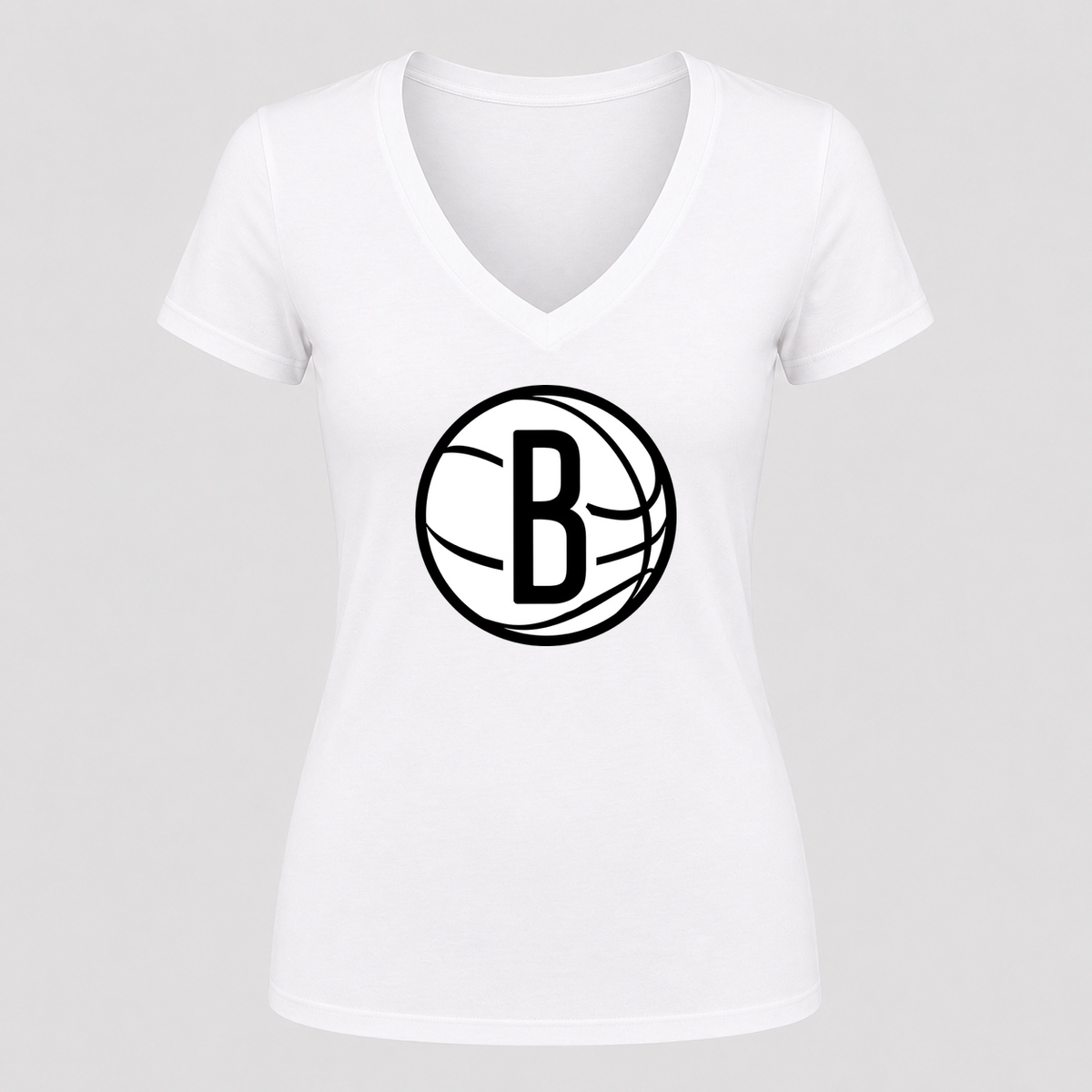 Women's Brooklyn Nets V Neck T-Shirt in white