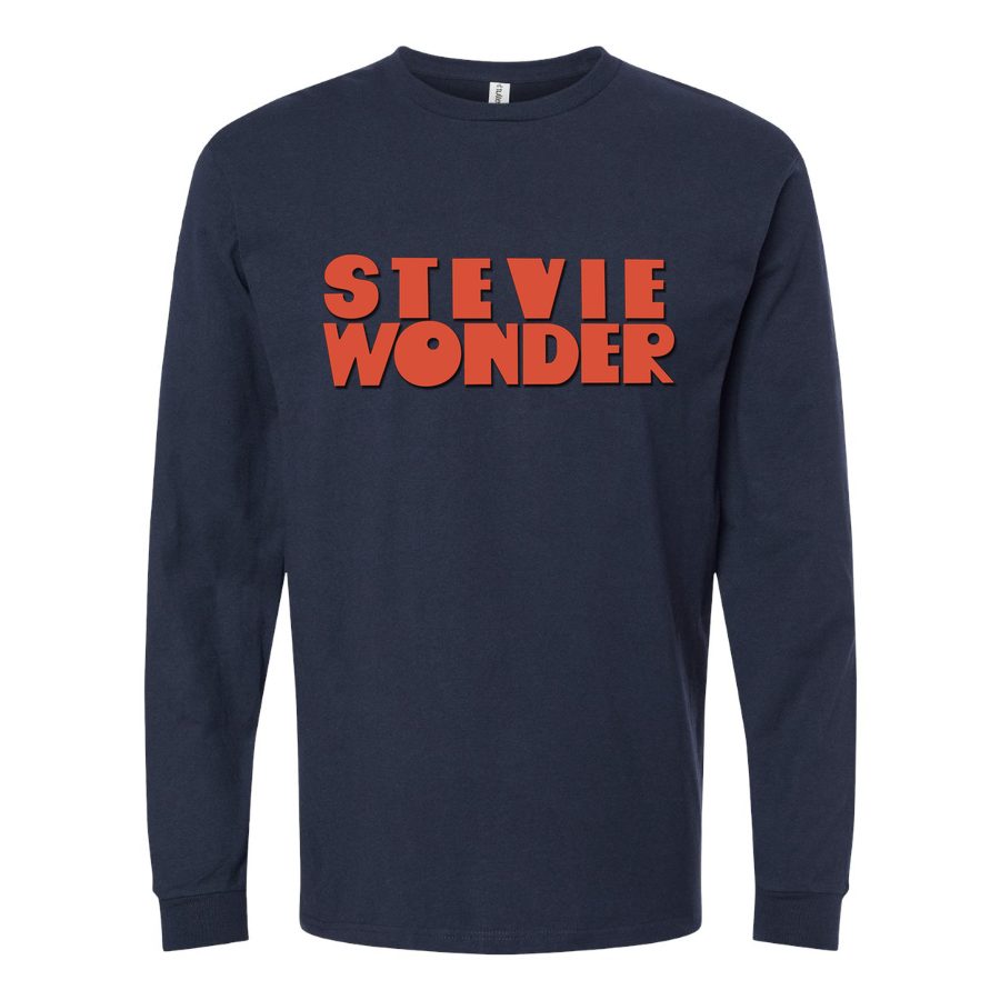 Men's Stevie-Wonder-Logo Long sleeves Cotton Blend T-Shirt - Navy