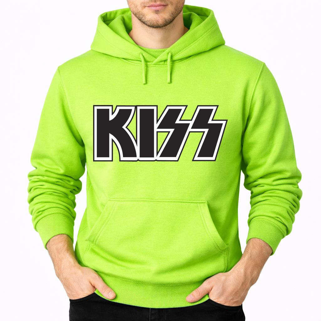 Men's KISS Pullover Hoodie - Lime green