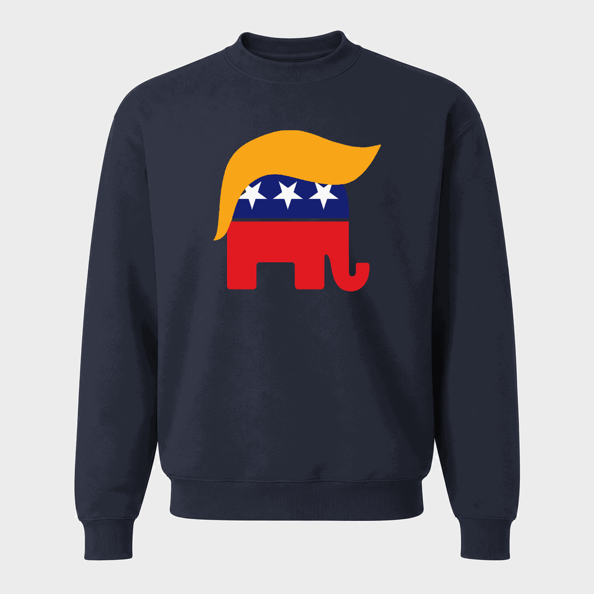 Men's Trump Hair GOP Elephant Crewneck Sweatshirt - Navy