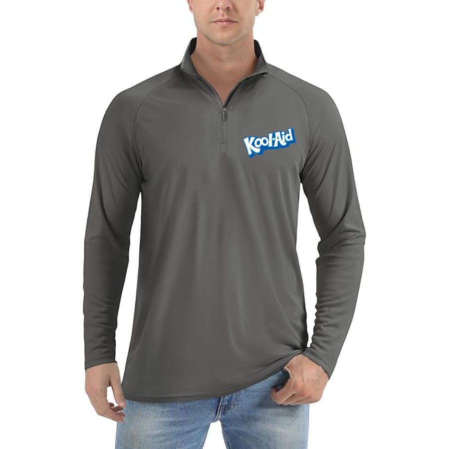 Kool aid brand quarter-zip athletic shirt in Dark Gray