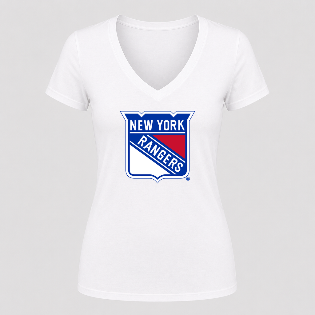 Women's New York Rangers V Neck T-Shirt in white