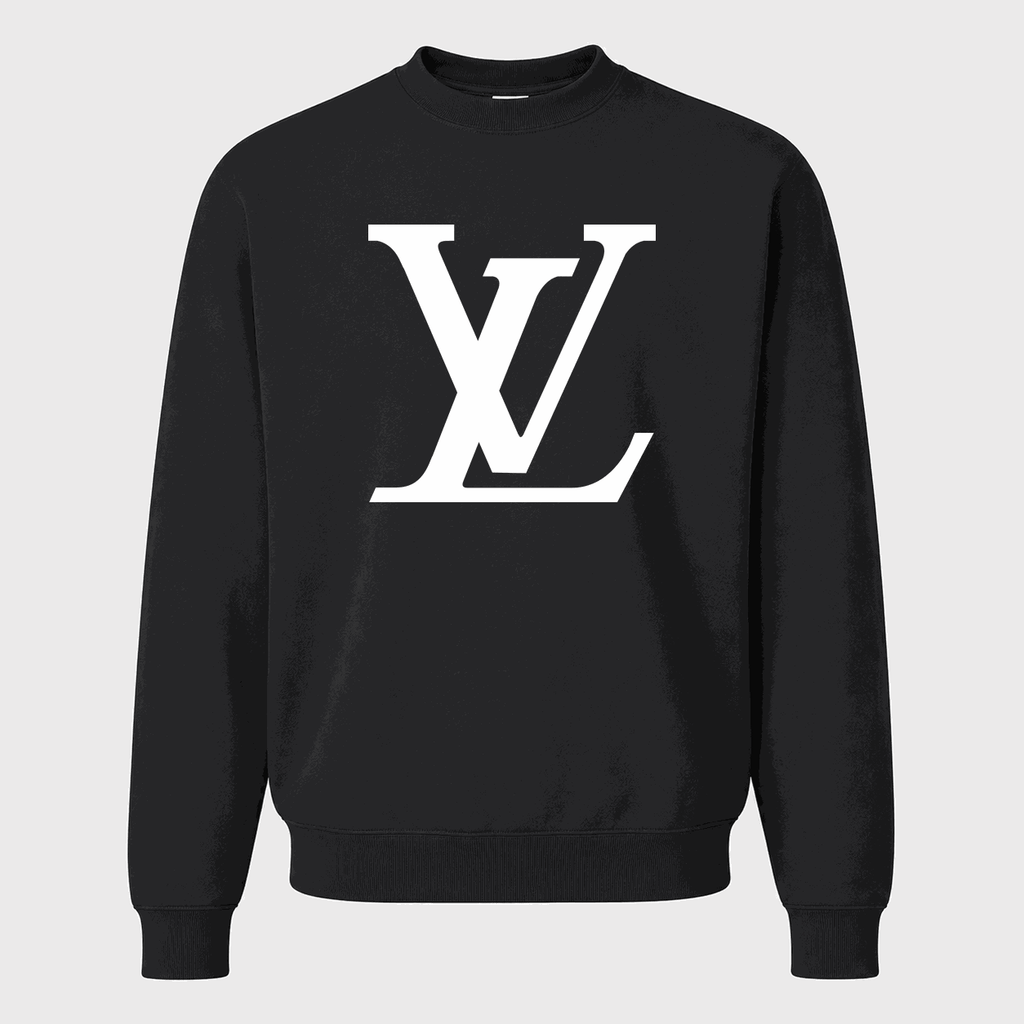 Men's Louis Vuitton White Logo Crewneck Sweatshirt - Black