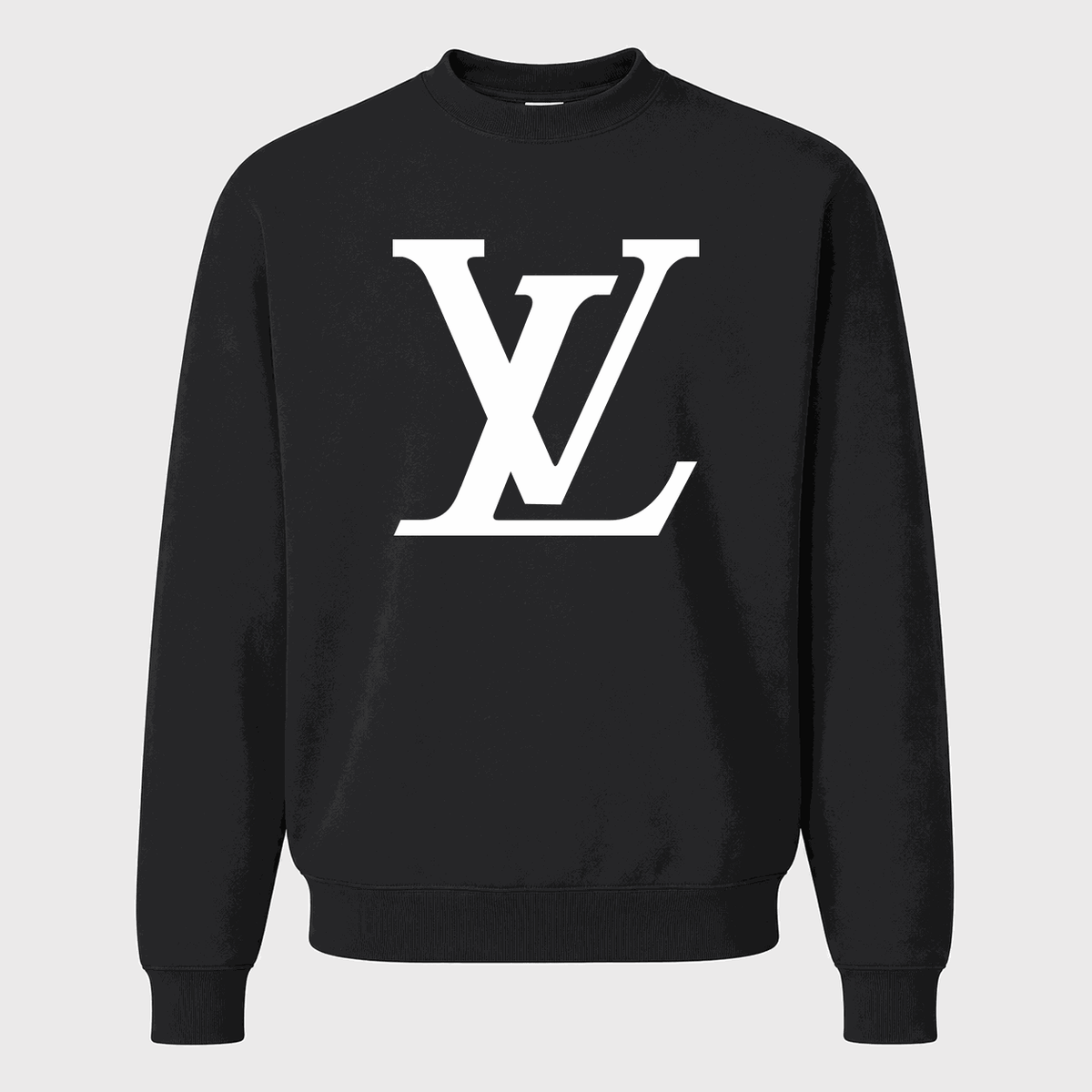 Men's Louis Vuitton White Logo Crewneck Sweatshirt - Black