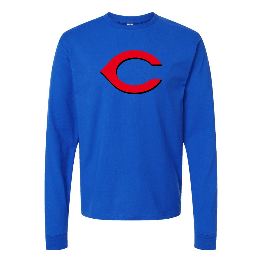 Men's Cincinnati Reds Long sleeves Cotton Blend T-Shirt - Blue