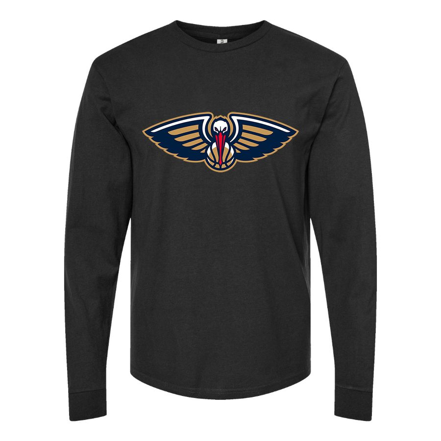 Men's New Orleans Pelicans Long sleeves Cotton Blend T-Shirt - Black