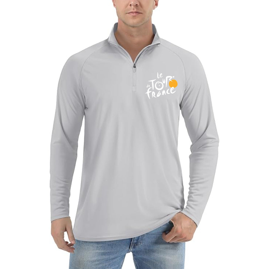 Tour_de_France_White Logo quarter-zip athletic shirt in Light Gray