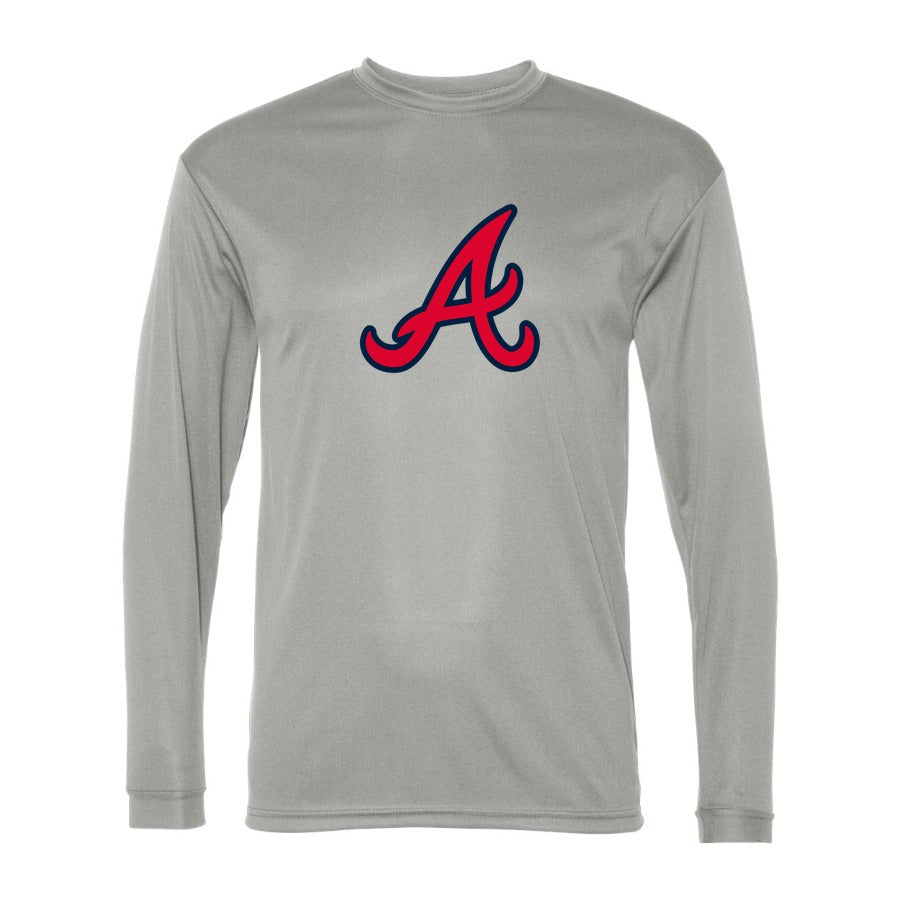 Men's Atlanta Braves Polyester Long Sleeve T-Shirt - Gray