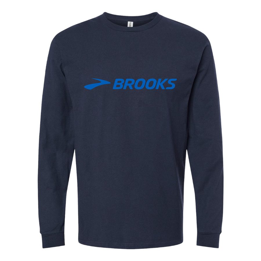 Men's Brooks-Logo-1536x864 Long sleeves Cotton Blend T-Shirt - Navy
