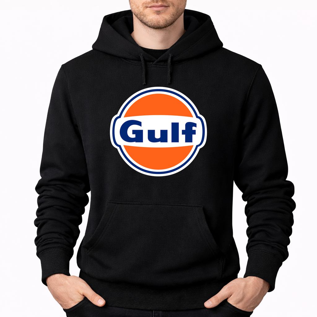 Men's Gulf Oil Pullover Hoodie - Black