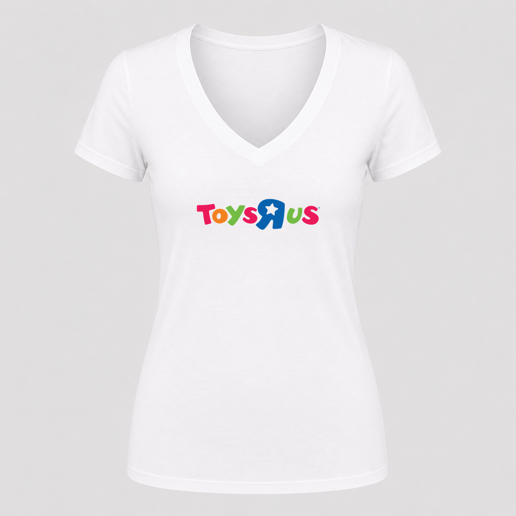 Women's Toys R Us V Neck T-Shirt in white