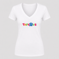 Women's Toys R Us V Neck T-Shirt in white